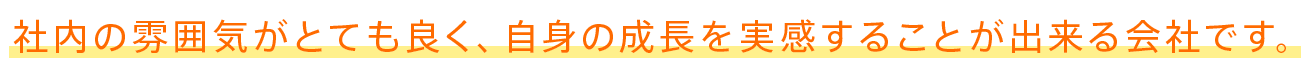 社内の雰囲気がとても良く、自身の成長を実感することのできる会社です。